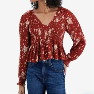 NWT Planet Gold Smocked Woven Top